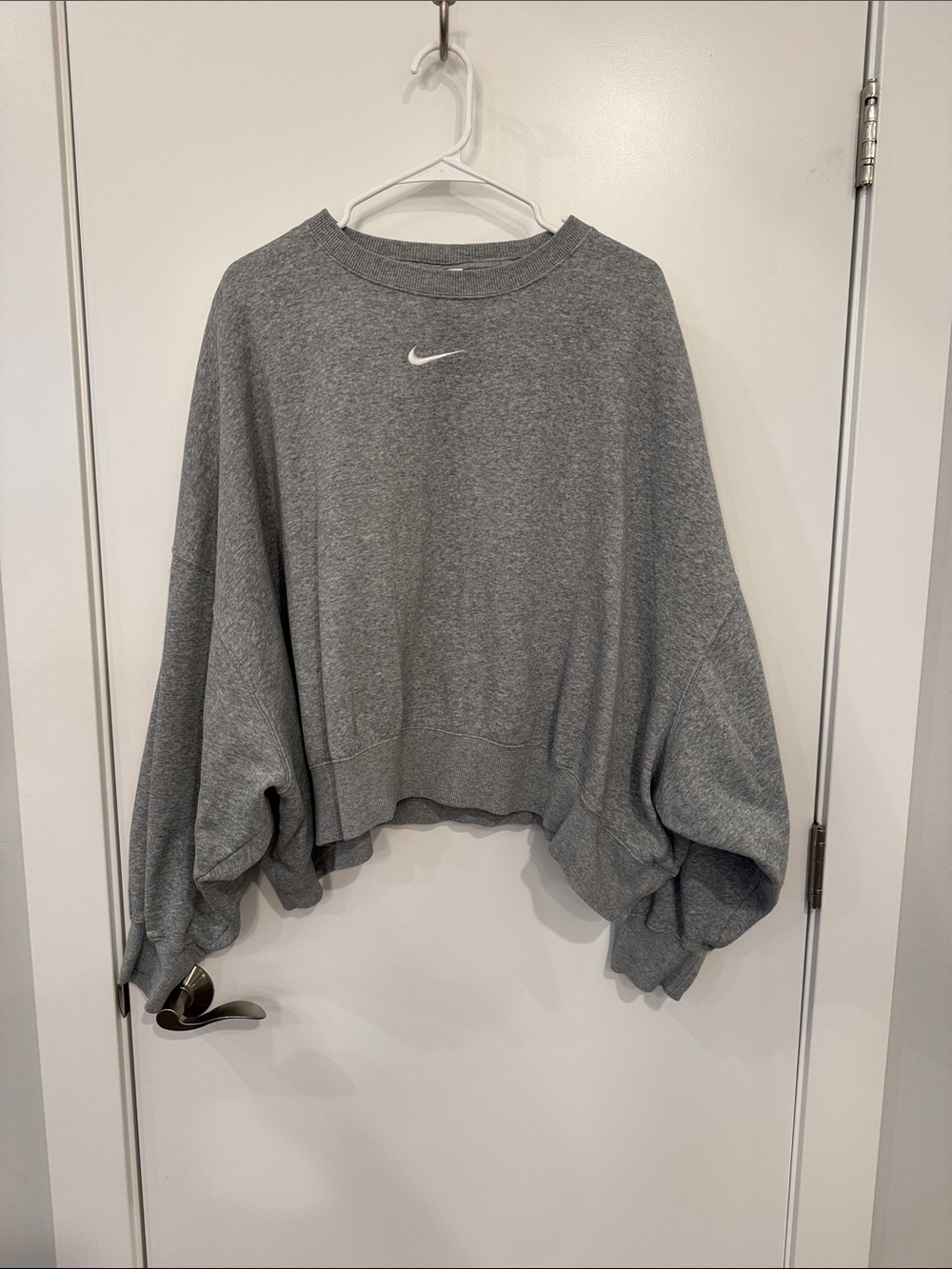 Nike Oversized Heather Gray Cropped Crew Sweatshirt